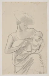 La esposa del artista con la hija recién nacida Dorte