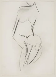 Mujer desnuda sentada vista de frente