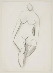 Mujer desnuda sentada vista de frente