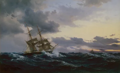 Barcos de vela en un mar tormentoso