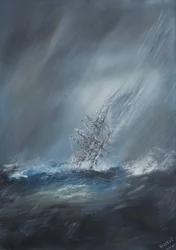 HMS Beagle en Tormenta frente al Cabo de Hornos, 24 de diciembre de 1832
