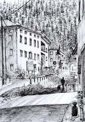 Calle principal en Dont, Italia