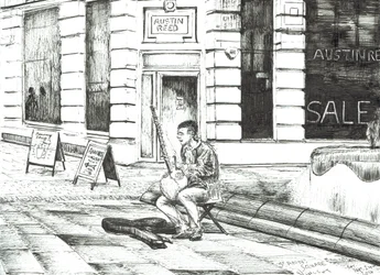 Músico en St. Anns Square, 2016