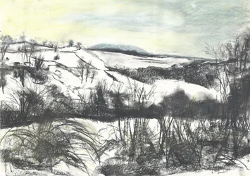 Paisaje de Osmotherley en nieve de invierno