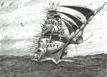 Storm Creators Cape Dolphin, 2024 (tinta y lápiz sobre papel)