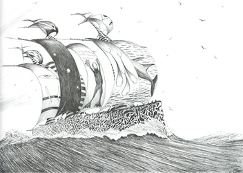 Storm Creators Cape Henlopen, 2024 (tinta y lápiz sobre papel)