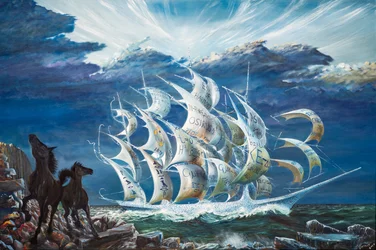 Creadores de tormentas Lago Turkana, 2024 (óleo sobre lienzo)
