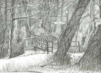 El viejo puente de metal, parque Bramhall, 2004