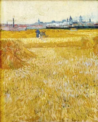 Arles: Vista desde los Campos de Trigo Los Cosechadores, 1888