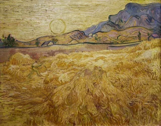 Campo de trigo con segador y sol, 1889