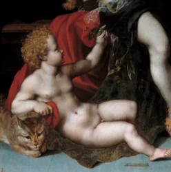 Júpiter en sátiro con Antíope y sus gemelos (detalle)