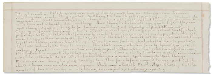 Manuscrito autógrafo, transcripciones de textos bíblicos en inglés