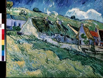 Chaumieres a Cordeville (Casas de paja en Cordeville). Pintura de Vincent van Gogh (1853-1890)