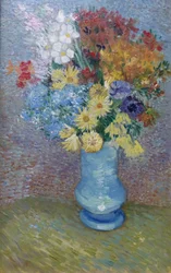 Flores en un jarrón azul, c.1887 (óleo sobre lienzo)