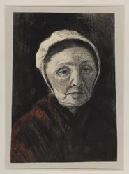 Cabeza de una anciana con gorra de Scheveninger, 1882-83