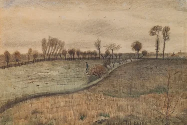 Paisaje con sauces trasmochos (verso: figura en un paisaje)