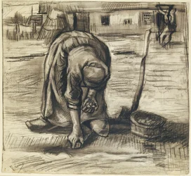 Campesina plantando patatas, c.1885 (tiza negra y carboncillo sobre papel)