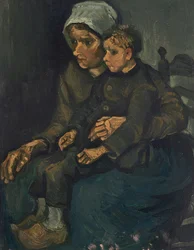 Campesina con niño en el regazo