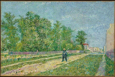 Camino en el borde de París, campesino llevando una pala en su hombro, 1887