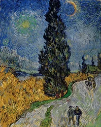 Camino con ciprés y estrella