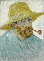 Autorretrato con sombrero de paja y pipa