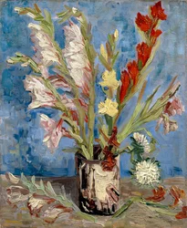 Jarrón con gladiolos y ásteres de China, 1886