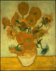 Catorce girasoles en un jarrón