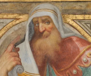 Nave Central, Pluma Cuarta del Norte, Vincenzo Campi 1573, Busto con Profeta (detalle)