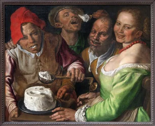 Comedores de ricotta, pintura de Vincenzo Campi (1536-1591). Fotografía, KIM Youngtae, Lyon, Musee des Beaux Arts de Lyon.