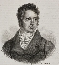 Retrato de Vincenzo Camuccini (1771-1844), pintor y restaurador italiano, litografía de Gaetano Riccio de Poliorama Pittoresco, n 16, 23 de noviembre