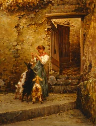 Campesino con cabras (óleo sobre lienzo)