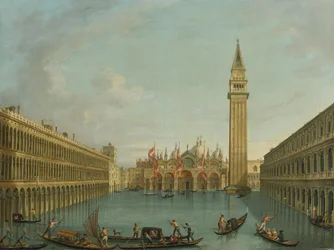 Vista de la inundada Piazza San Marco