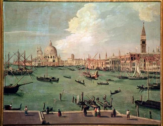 Vista del estanque de San Marcos, Venecia, con la basílica de Santa María della Salute al fondo Pintura de Vincenzo Chilone (1758-1839) Dim 100x135 cm Venecia, Museo Correr, n 151