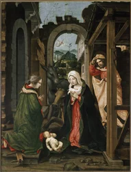 Nacimiento con Santa Catalina de Alejandría (óleo sobre tabla)