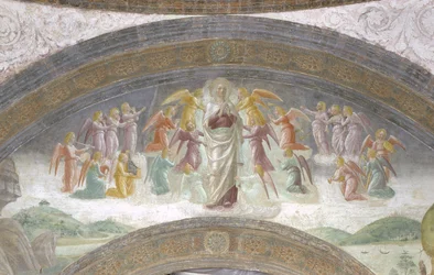 Virgen María y ángeles músicos