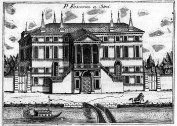 El palacio (Palazzo) Foscarini en Stra cerca de Venecia. en “Singolarita di Venezia” de Vincenzo Coronelli (1650-1718)