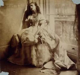 Estudio de una niña sentada junto a una ventana, c.1855-65