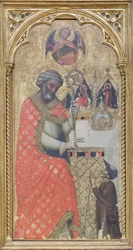 San Pedro bendice a un peregrino, c.1350 (temple sobre tabla)