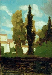 Estudio de un pueblo, c.1860 (óleo sobre cartón)
