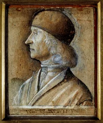 Retrato de Giovanni Bellini, llamado il Giambellino (1430-1516), pintor veneciano del Renacimiento. Dibujo de Vittore di Matteo Belliniano (v.1485-1529)