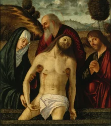 Carpaccio - LA LAMENTACIÓN, CON LA MADONA Y LOS SANTOS JOSÉ DE ARIMATEA Y JUAN EVANGELISTA, Perocco 4