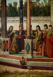 Ciclo de la vida de Santa Úrsula. Tercer episodio: el regreso de los embajadores al Rey de Inglaterra (detalle)