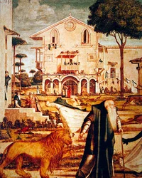 Detalle de San Jerónimo Domando al León, c.1501-09 (detalle)