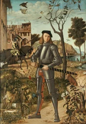Joven caballero en un paisaje