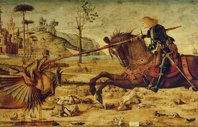 San Jorge matando al dragón, 1502-07 (detalle)