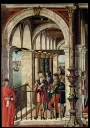 La Llegada de los Embajadores Ingleses, del ciclo de Santa Úrsula (detalle)