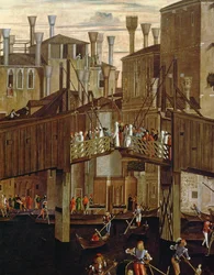 El Milagro de la Reliquia de la Santa Cruz, (detalle) del antiguo Puente de Rialto, de la Scuola di San Giovanni Evangelista, c.1494