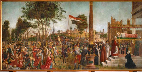 El martirio de los peregrinos y los funerales de Santa Úrsula (pintura sobre lienzo)