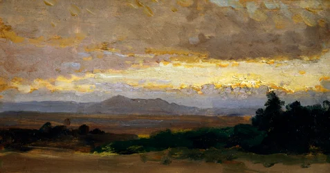 Paisaje, de Vittorio Avondo (1836-1910), óleo sobre tabla