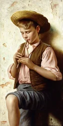 Un niño con una flauta